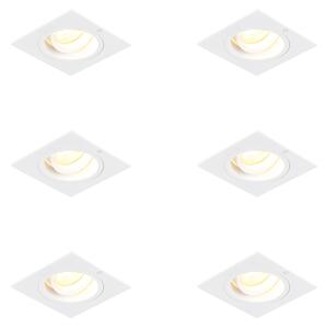 Set di 6 faretti da incasso quadrati bianchi orientabili e inclinabili - Chuck