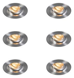 Set di 6 faretti da incasso rotondi in alluminio orientabili - Chuck