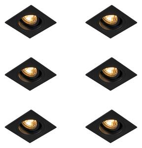 Set di 6 faretti da incasso moderni neri 9,3 cm ruotabili e inclinabili - Chuck