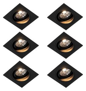 Set di 6 Faretto da incasso moderno nero regolabile - CHUCK 70