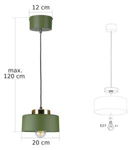 Lampada a sospensione con cavo IGNIA 1xE27/60W/230V verde/oro