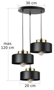 Lampadario a cavo IGNIA 3xE27/60W/230V nero/oro