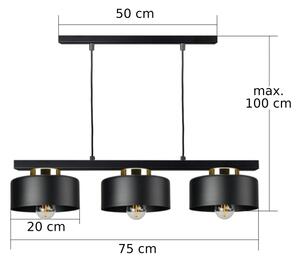 Lampadario a sospensione con cavo IGNIA 3xE27/60W/230V nero/oro
