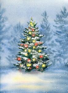 Illustrazione Christmas tree decorated with balls in, Evgeniya_Mokeeva