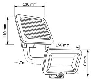 Riflettore LED solare con sensore DUO LED/1W/3,7V 1200 mAh IP44