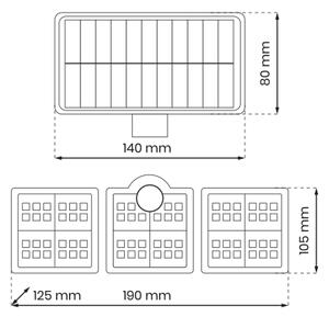 LED Proiettore solare con sensore di movimento LED/20W/3,7V 1200 mAh IP44 + T