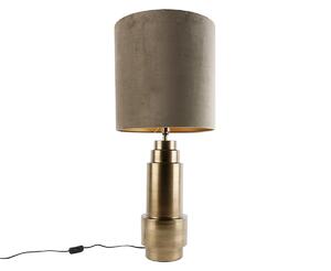 Tafellamp brons velours kap taupe met goud 40 cm - Bruut