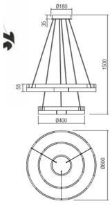 Redo 01-3178 - Lampadario a sospensione con filo LED dimmerabile CASTLE LED/60W/230V oro