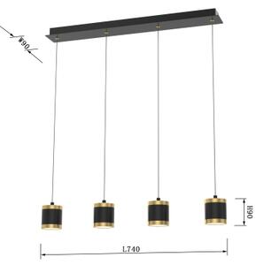 Wofi 7003-404 - Lampadario LED dimmerabile a sospensione su cavo TOULOUSE 4xLED/8,5W/230V nero/oro