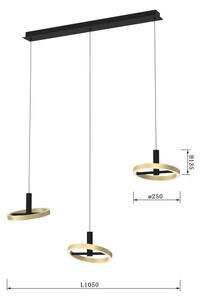 Wofi 7016-304 - Lampadario a sospensione con filo LED dimmerabile BREST LED/26W/230V nero/oro