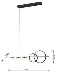 Wofi 7030-502 - Lampadario a sospensione con filo LED dimmerabile MESSINA LED/40W/230V nero