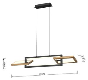 Wofi 7022-306- Lampadario a sospensione con filo LED dimmerabile MATERA LED/30W/230V nero/marrone