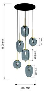 Wofi 5007-502 - Lampadario a sospensione con filo BELLEVILLE 6xE14/40W/230V nero/oro