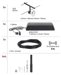 Paulmann 94450 - Set 5x GU5,3/10W Sistema completo a cavo SHEELA 230V nero