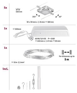 Paulmann 94420 - Kit completo sistema a cavo MAC 230V, 5x LED da 4,5W, cromo opaco