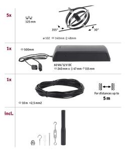 Paulmann 94440 - KIT 5xGU5,3/10W, sistema completo a cavo CARDAN 230V, nero