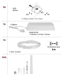 Paulmann 94432 - Set 5xGU5,3/10W Sistema completo a cavo MAC 230V bianco