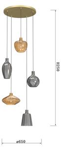 Wofi 5005-501 - Lampadario a sospensione con filo ROUEN 5xE14/40W/230V oro/grigio
