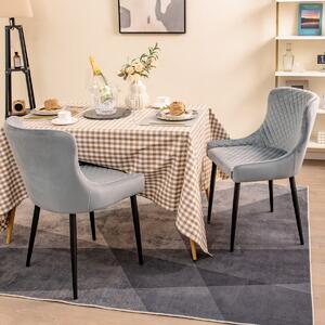 Costway Set di 2 sedie imbottite da pranzo con gambe in metallo e piedini regolabili, Sedie velluto da cucina Grigio