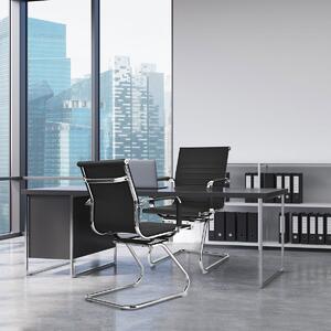 Costway Set di 2 sedie da ufficio moderne in pelle PU, Sedie ergonomiche con braccioli per sala conferenze Nero