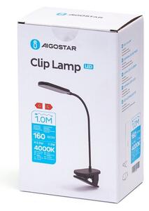 Aigostar - LED Lampada da tavolo ricaricabile dimmerabile con clip LED/2,5W/5V nero