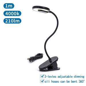 Aigostar - LED Lampada da tavolo ricaricabile dimmerabile con clip LED/3W/5V 1800mAh nero