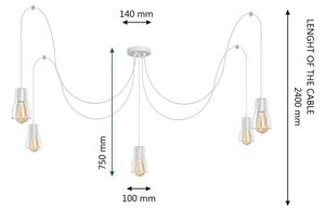 Lampadario a sospensione con filo TUBE LONG 5xE27/10W/230V bianco