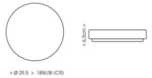 Ecolite W3090-18W/BI-Plafoniera LED da bagno LIRA LED/18W/230V IP44 bianco