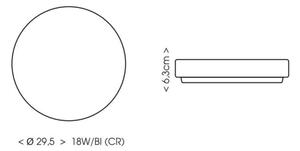 Ecolite W3090-18W/CR - Plafoniera LED da bagno LED/18W/230V IP44 nero