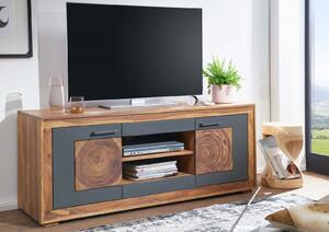 Mobile TV in legno di Sheesham / palissandro 150x46x62 marrone tinto TURIN #02