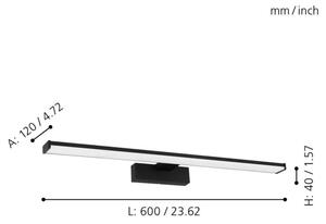Eglo 780431 - Illuminazione a LED per specchi da bagno BETETA 11W/230V 60 cm IP44 nero