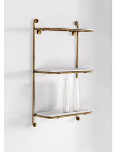 Vetrinetta Mensola doppia due piani da bagno Vintage RETRO' Dimensioni 30x12x h49 cm Linea Nostalgica bronzo, l�ottone