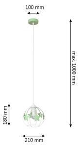 Lampadario a sospensione per bambini STARS 1xE27/15W/230V verde/bianco