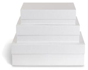 Scatole in set con coperchio/decorative bianche in cartone 3 pz 42,5x29,5x13 cm Kian Paper Laminate – Bigso