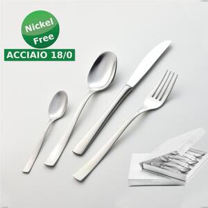Confezione a libro 6 pezzi cucchiaino moka Alfa Satinata 18/0 nichel free, (inox 18/ 0) Nichel Free, spessore 2 mm