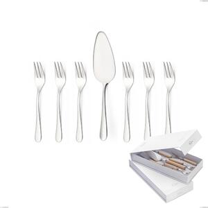Confezione a libro 7 pezzi, forchettine pi� paletta dolce Beta, 18.10 (AISI304), spessore 4mm, finitura inox lucido a specchio