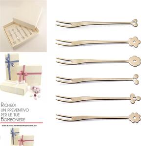 Forchettine Party Cadeau ros� 127 mm 6 pezzi assortiti finitura Oro Lucido in confezione bomboniera