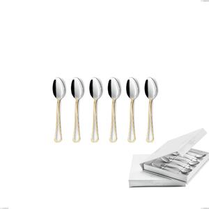 Confezione a libro 6 pezzi cucchiaino moka Domus Oro, acciaio 18-10, oro 24 carati lucido, spessore 3 mm