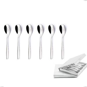 Confezione a libro 6 pezzi cucchiaino moka Eleven, (acciaio 18.10 aisi304), spessore 2.5 mm finitura lucido a specchio
