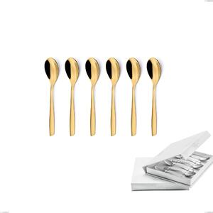 Confezione a libro 6 pezzi cucchiaino moka Eleven PVD Gold, Acciaio 18/10 lucido, spessore 2.5 mm, PVD oro- posate