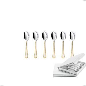 Confezione a libro 6 pezzi cucchiaino moka Firenze oro, acciaio 18-10, oro 24 carati , spessore 2.5 mm- posate