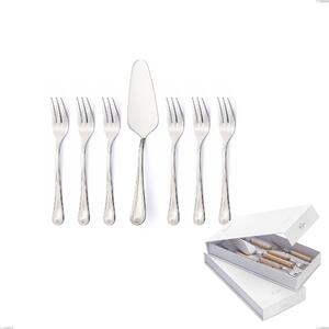 Confezione a libro 7 pezzi, forchettine pi� paletta dolce Firenze, Acciaio inox 18.10 (Aisi304) , spessore 2.5 mm