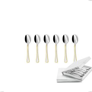 Confezione a libro 6 pezzi cucchiaino moka Galles oro, acciaio 18-10, oro 24 carati lucido, spessore 2 mm