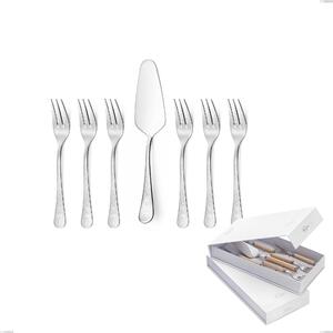 Confezione a libro 7 pezzi, forchettine pi� paletta dolce Hermitage, Acciaio lucido 18.10 (AISI304), spessore 2.5 mm
