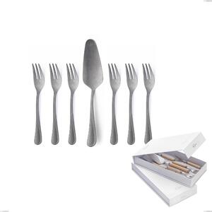 Confezione a libro 7 pezzi, forchettine pi� paletta dolce Impero Retro, Acciaio inox (Aisi 304) vintage