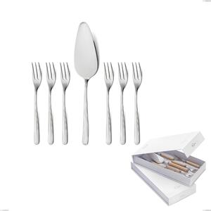 Confezione a libro 7 pezzi, forchettine pi� paletta dolce medea, Acciaio inox Aisi 304 lucido, spessore 3 mm