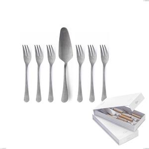 Confezione a libro 7 pezzi, forchettine pi� paletta dolce milano retro, Acciaio inox (Aisi 304) vintage