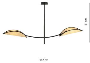 Lampadario a sospensione con supporto rigido LOTUS 2xE14/10W/230V nero/beige