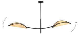 Lampadario a sospensione con supporto rigido LOTUS 2xE14/10W/230V nero/beige