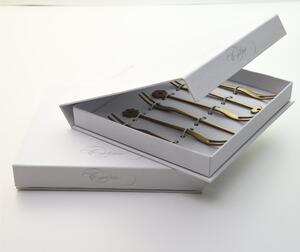 Forchettine Party Cadeau Sahara 127 mm 6 pezzi assortiti in confezione a libro Oro Opaco